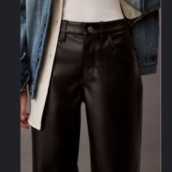 Vintage Calvin Klein 90s Leather Pants 5 / Small Brown - Picture 2 of 13